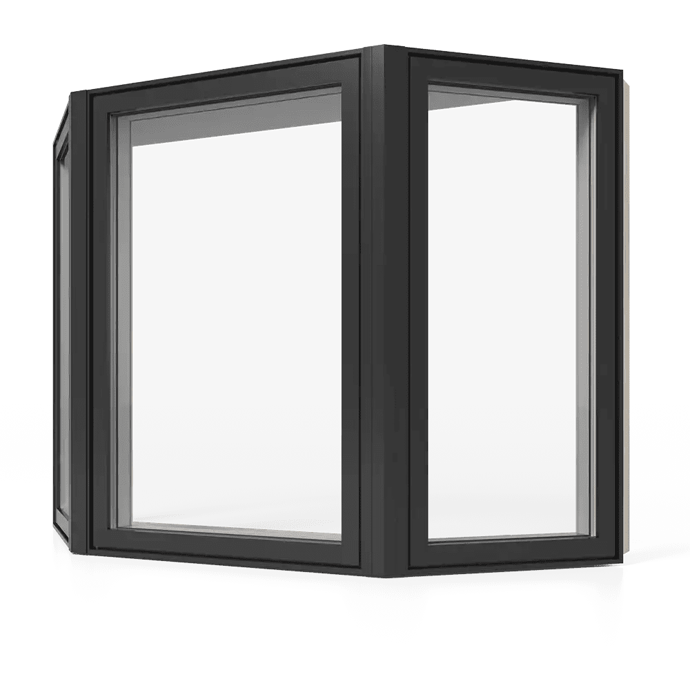 A RevoCell bay window with black exterior colour